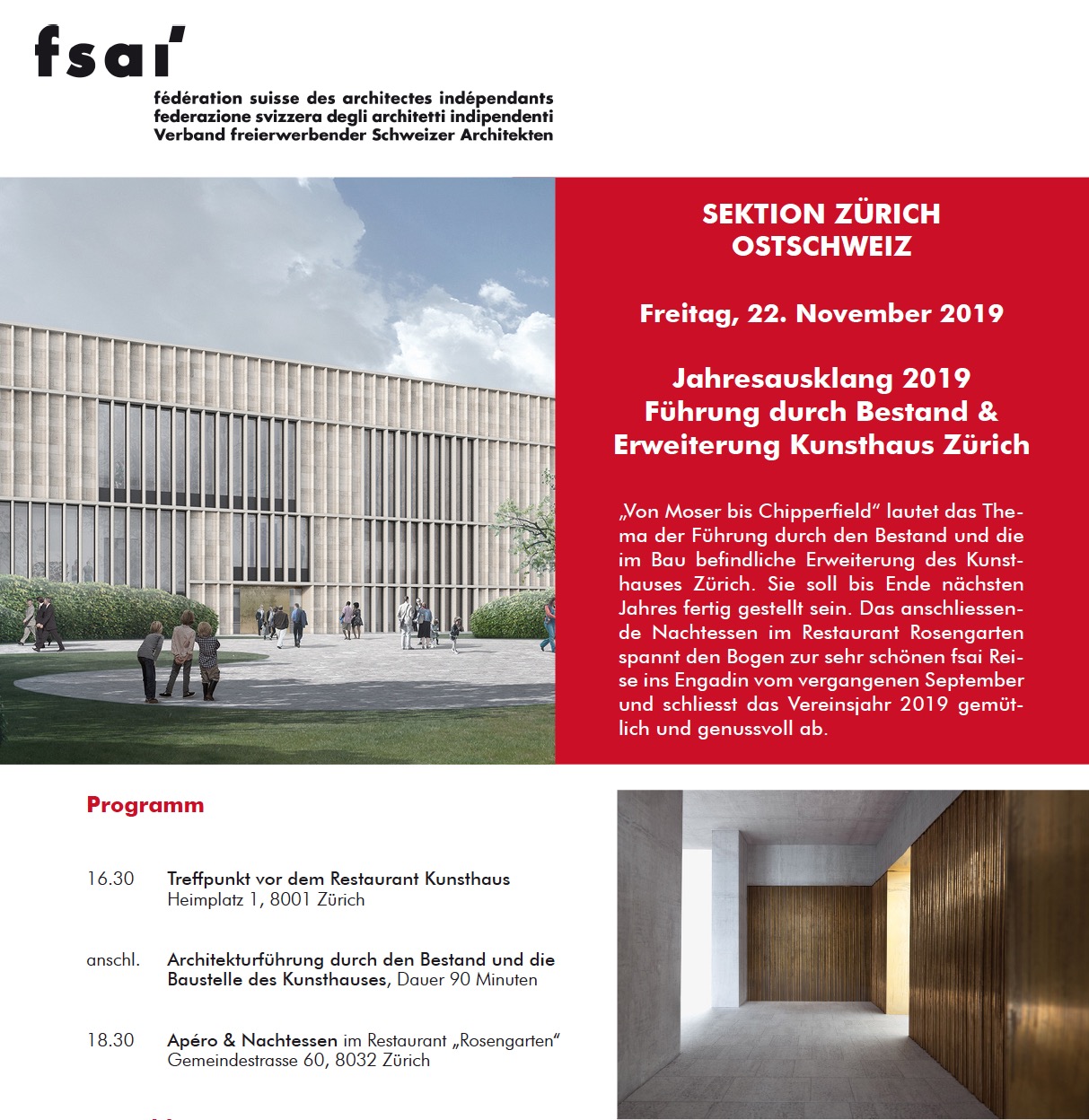 *ABGESAGT* Jahresausklang fsai Sektion Zürich/Ostschweiz 2020